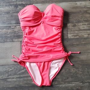 Victoria's Secret Strapless Ruched Overlay Swim